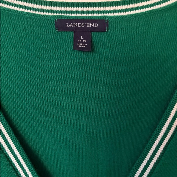 Land's End Green Cardigan Sweater Size L - Picture 4 of 5